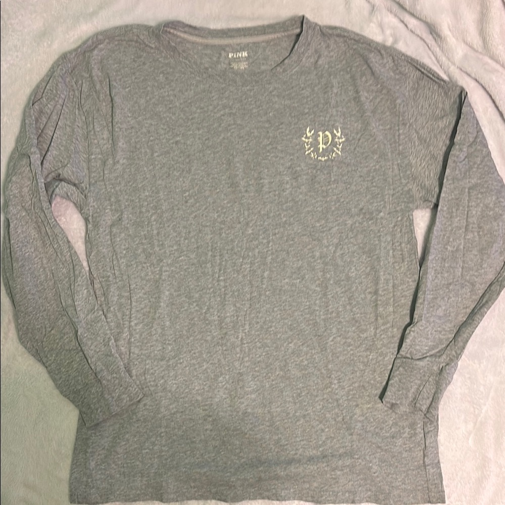 PINK Victoria's Secret Gray Long Sleeve Tee